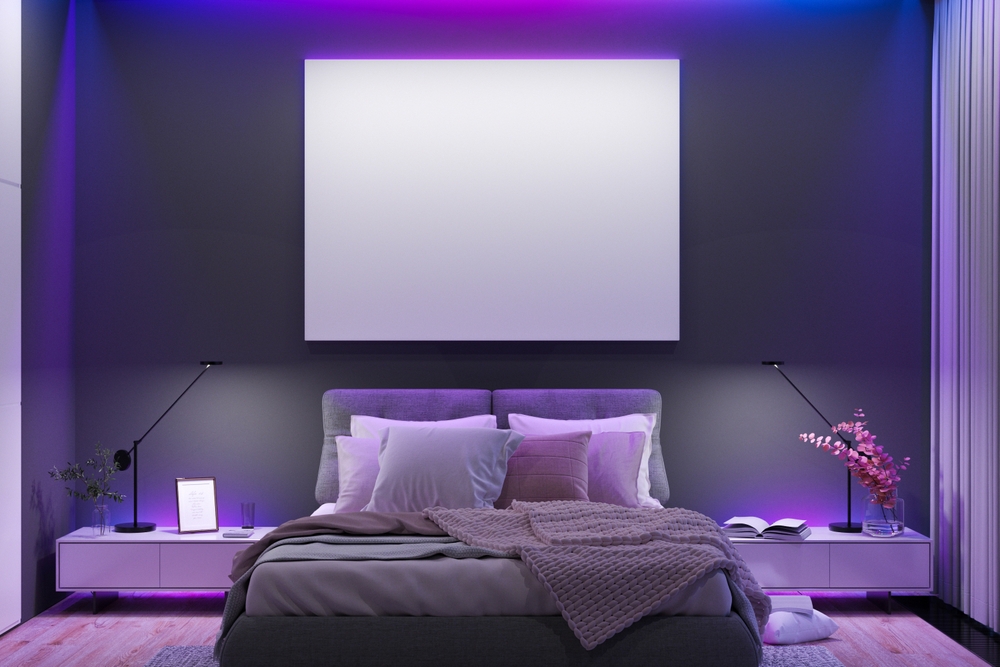 Illustration,Of,Modern,Bedroom,With,A,Blank,Canvas,On,The